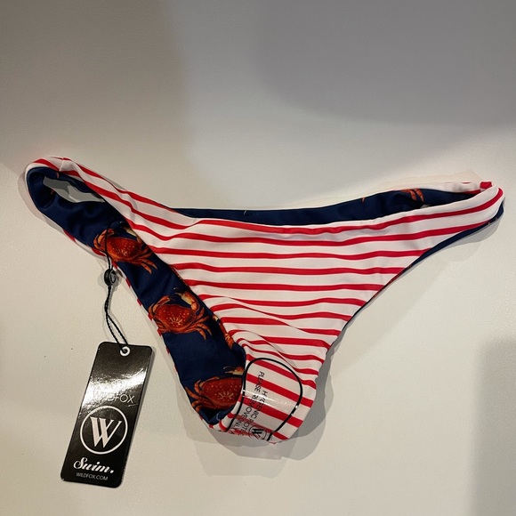 FINAL PRICE Wildfox Crabby Reversible Bikini Brazilian Bottom Nautical Stripe - Picture 4 of 6